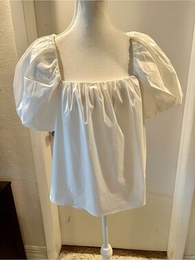 Alex Marie White Puff-Sleeve Women's Top